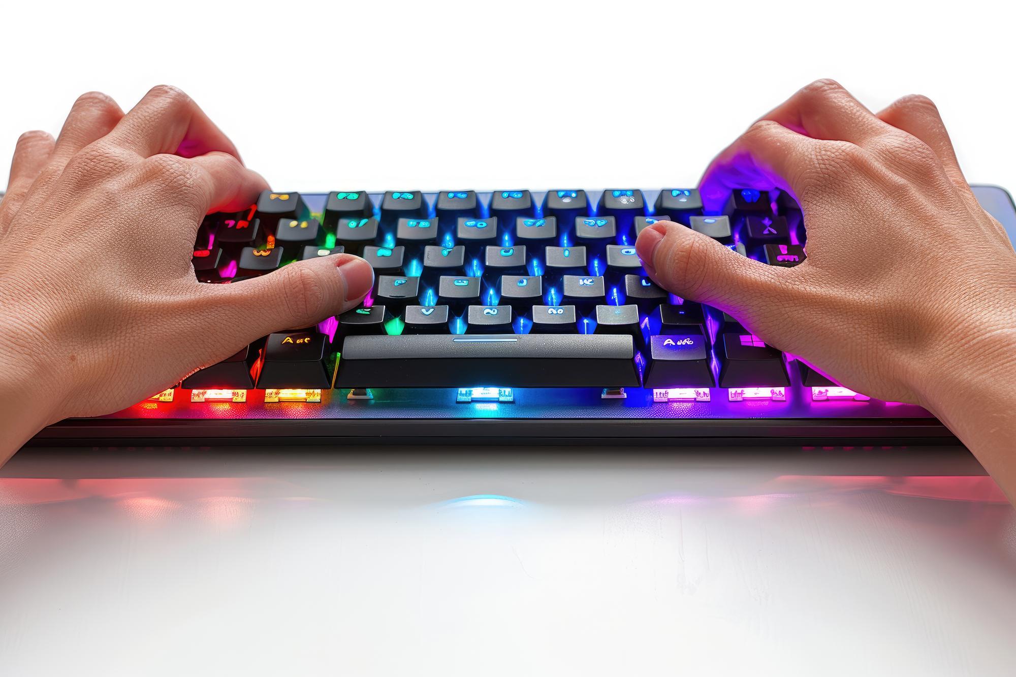 Player hands on keyboard and mouse